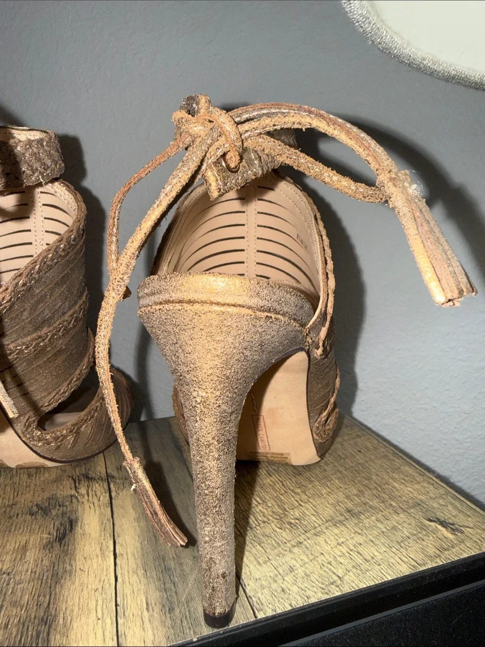 Vince Camuto Metallic Bronze Lace-Up High Heel Sandals